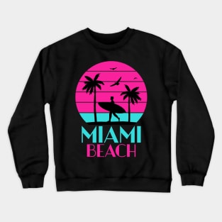 Miami beach palm tree and sufer Crewneck Sweatshirt